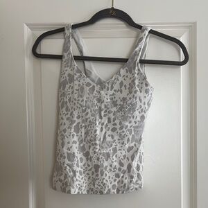 Lululemon Athletica Fitted Gray and White Tank Top